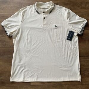 U.S. Polo Assn. Men's 2XL Vanilla White Novelty Sport Polo Short Sleeve Shirt